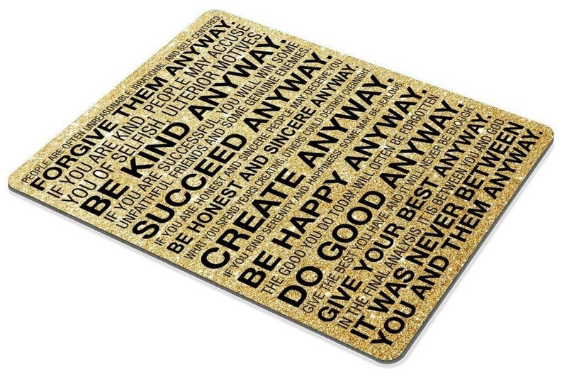 Smooffly Gaming Mouse Pad Custom,Mother Teresa Anyway Quote Mouse pad 9.5 X 7.9 Inch (240mmX200mmX3mm) - Image 3